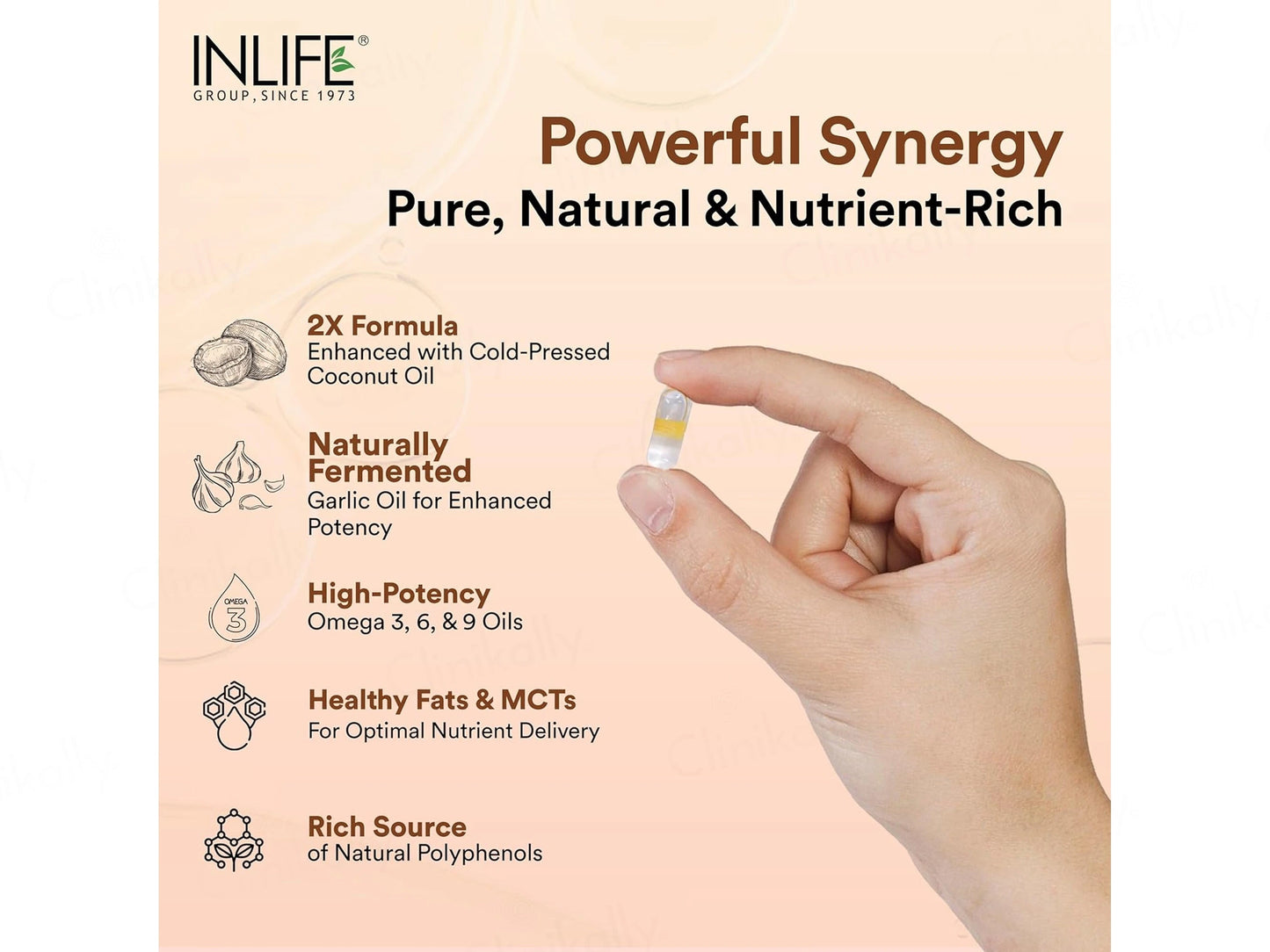 Inlife Natural Garlic Oil 0.5 Percent Liquid Filled Veg Capsule
