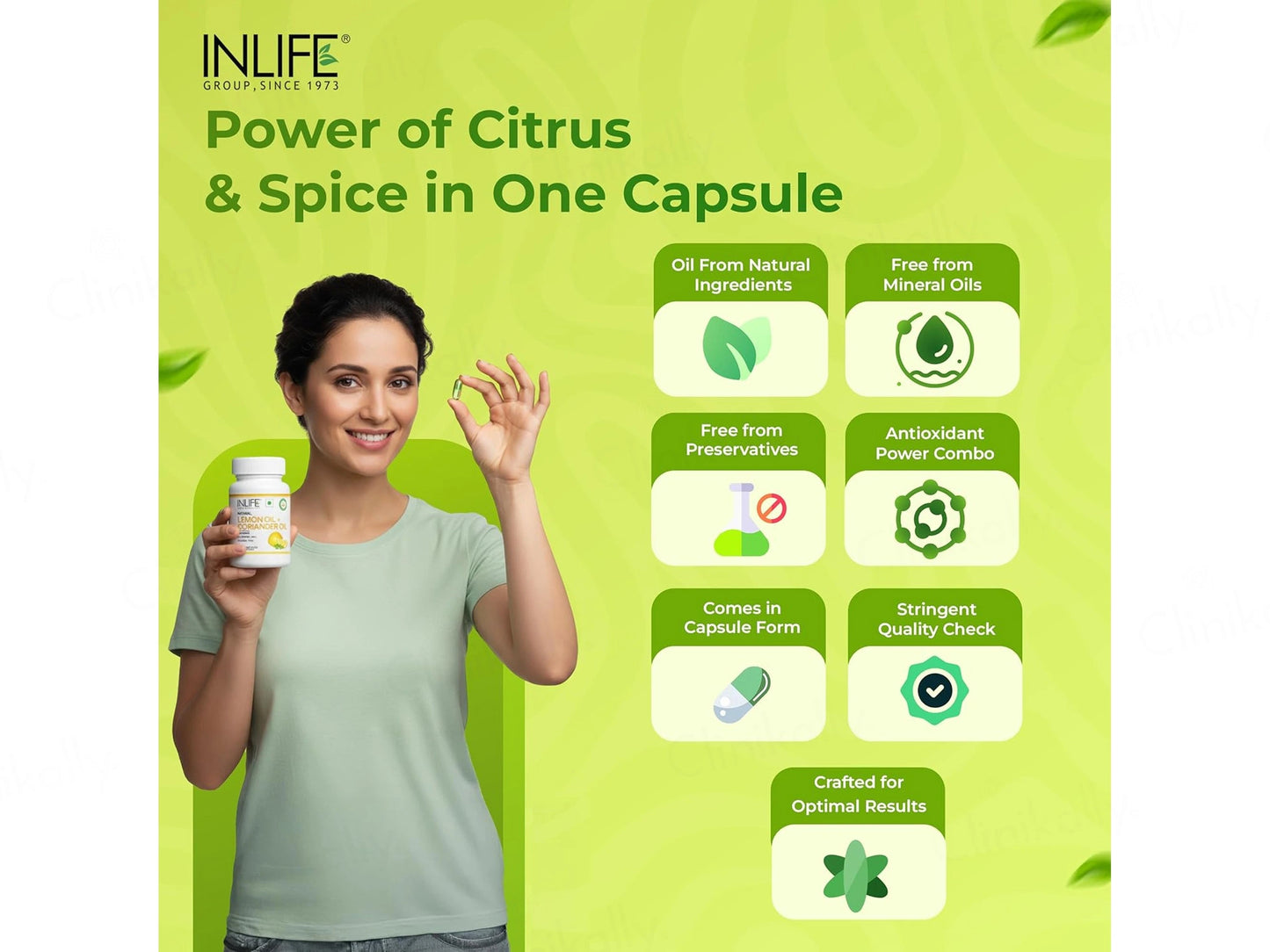 Inlife Natural Lemon Oil  Coriander Oil Liquid Filled Veg Capsule