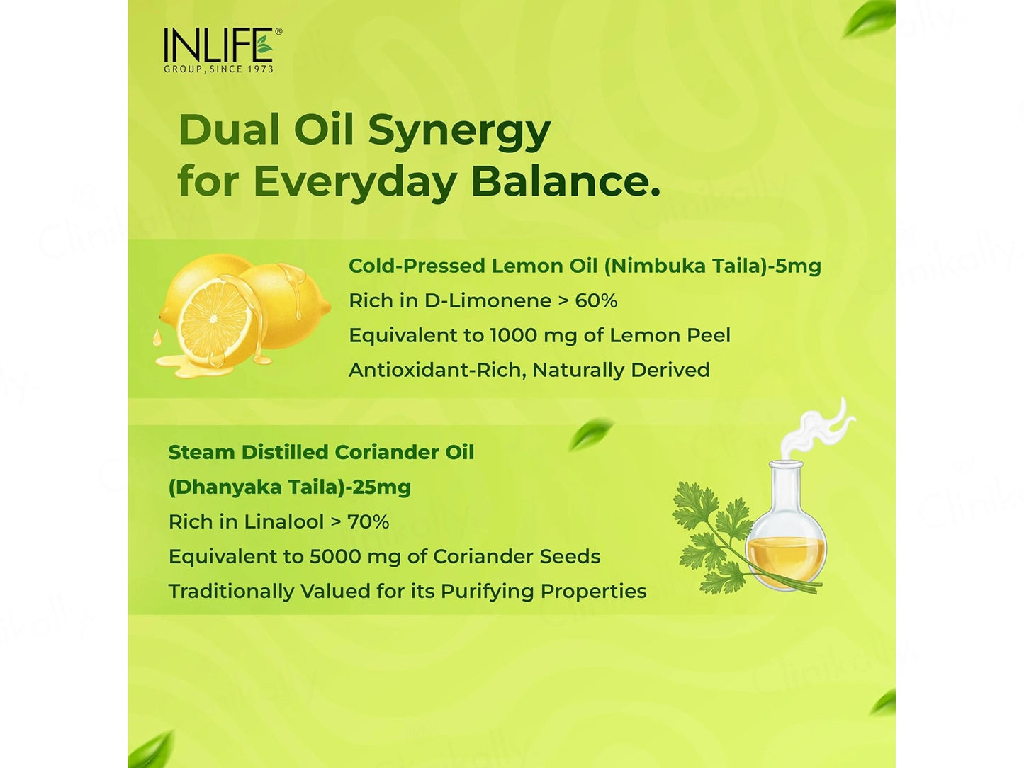 Inlife Natural Lemon Oil  Coriander Oil Liquid Filled Veg Capsule
