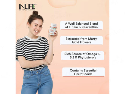 Inlife Natural Lutein Zeaxanthin Eye Health Liquid Filled Veg Capsule