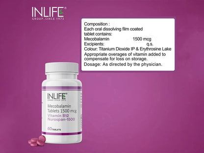 Inlife Nurospan-1500 Vitamin B12 Methylcobalamin 1500mcg Tablet