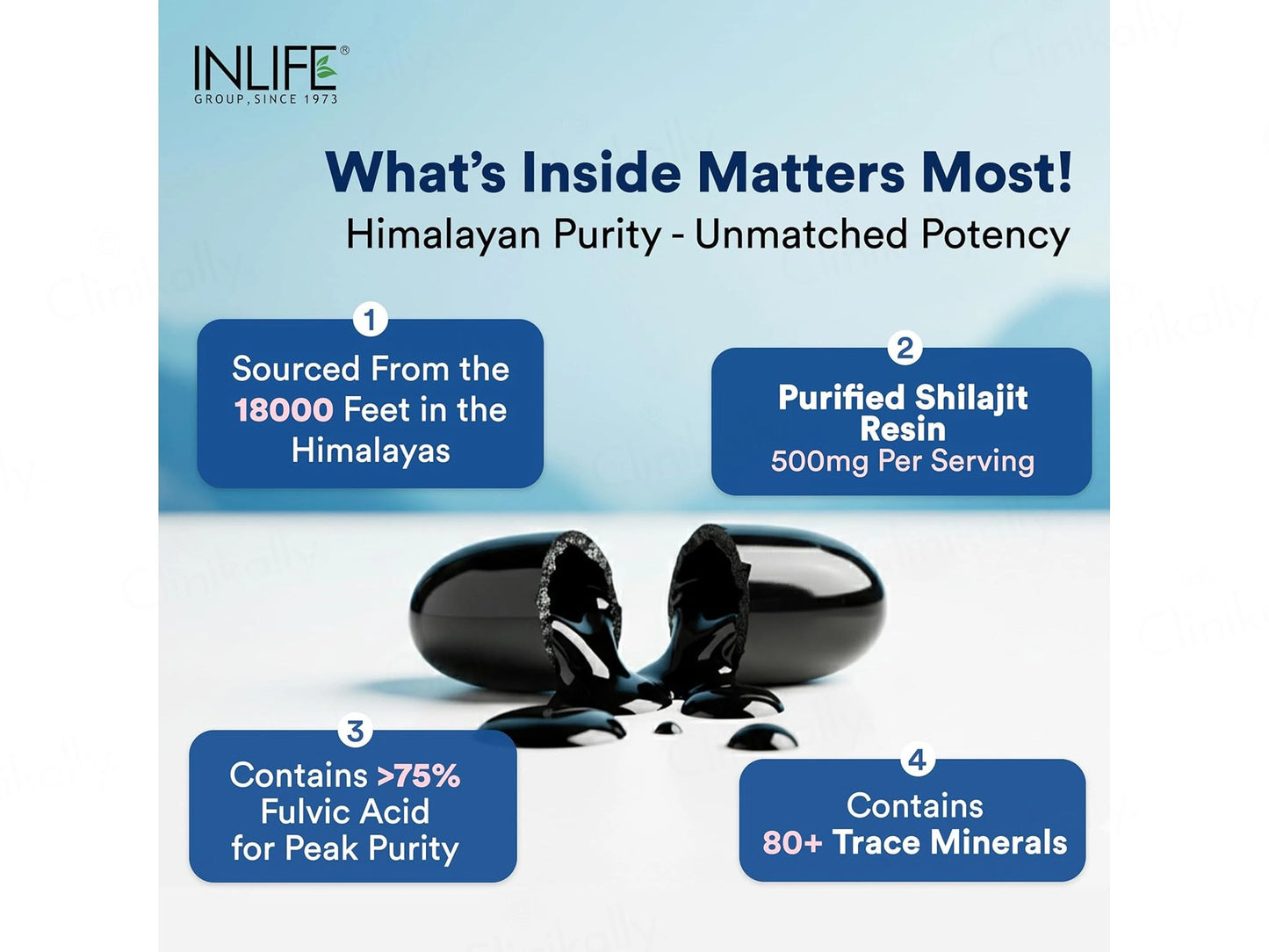 Inlife Pure Himalayan Shilajit 250mg Resin Softgel