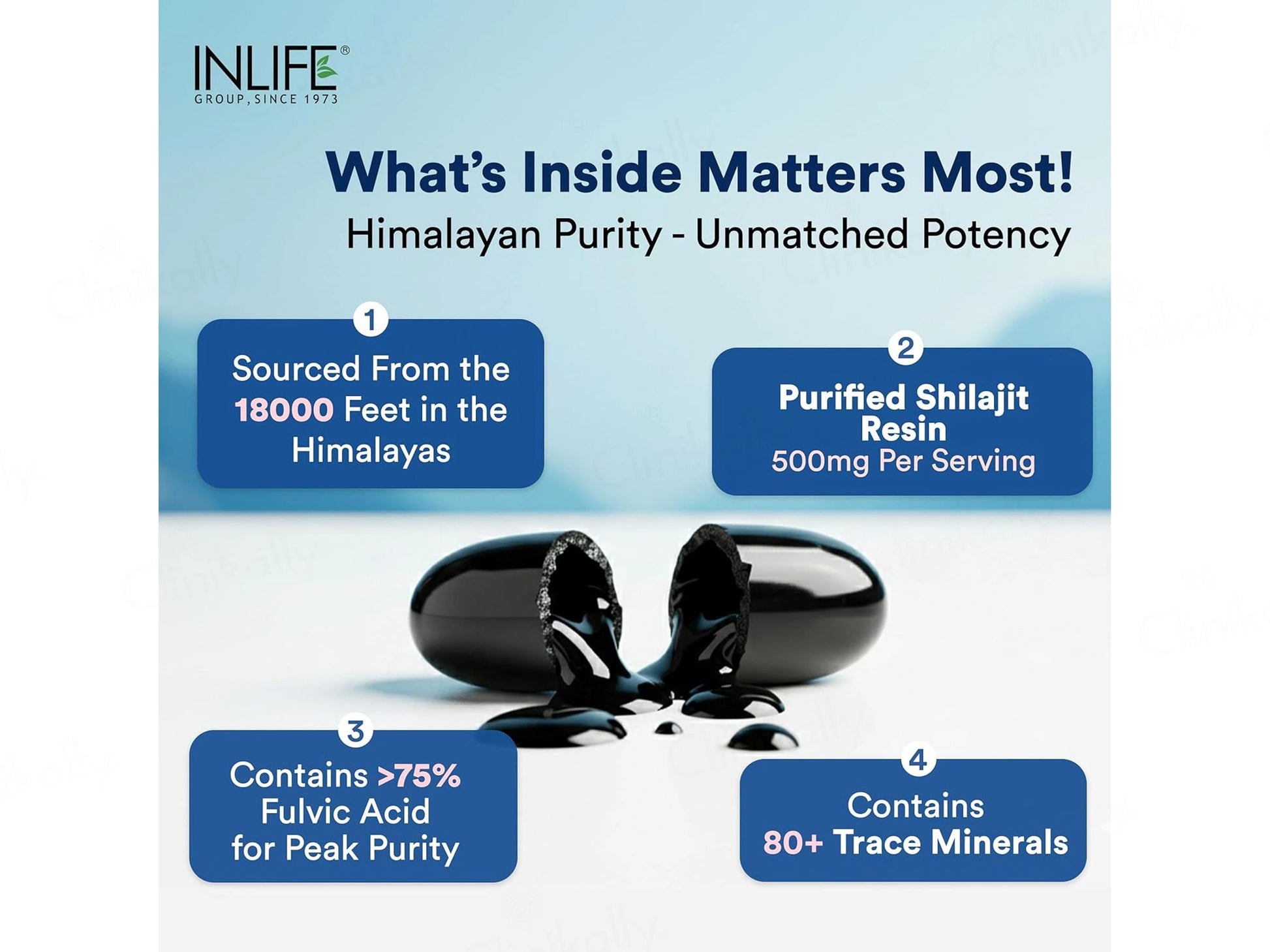 Inlife Pure Himalayan Shilajit 250mg Resin Softgel