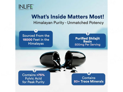Inlife Pure Himalayan Shilajit 250mg Resin Softgel