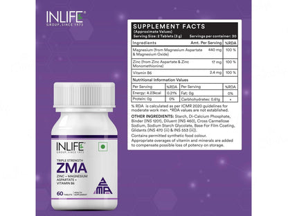 Inlife Triple Strength ZMA Health Supplement Tablet