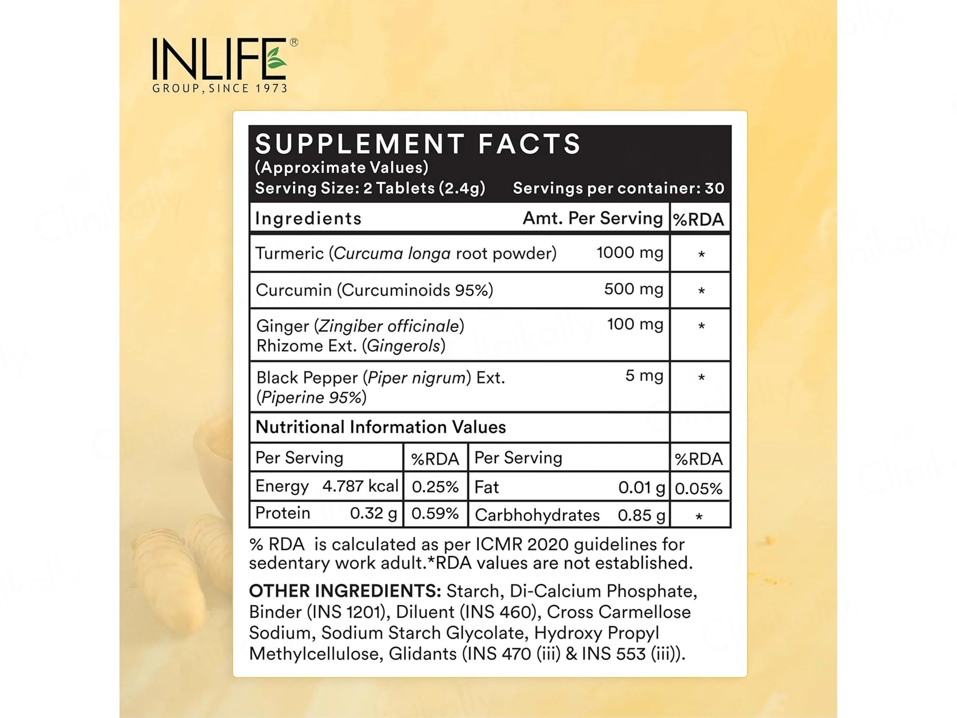 Inlife Turmeric Curcumin 1605mg Nutraceutical Tablet