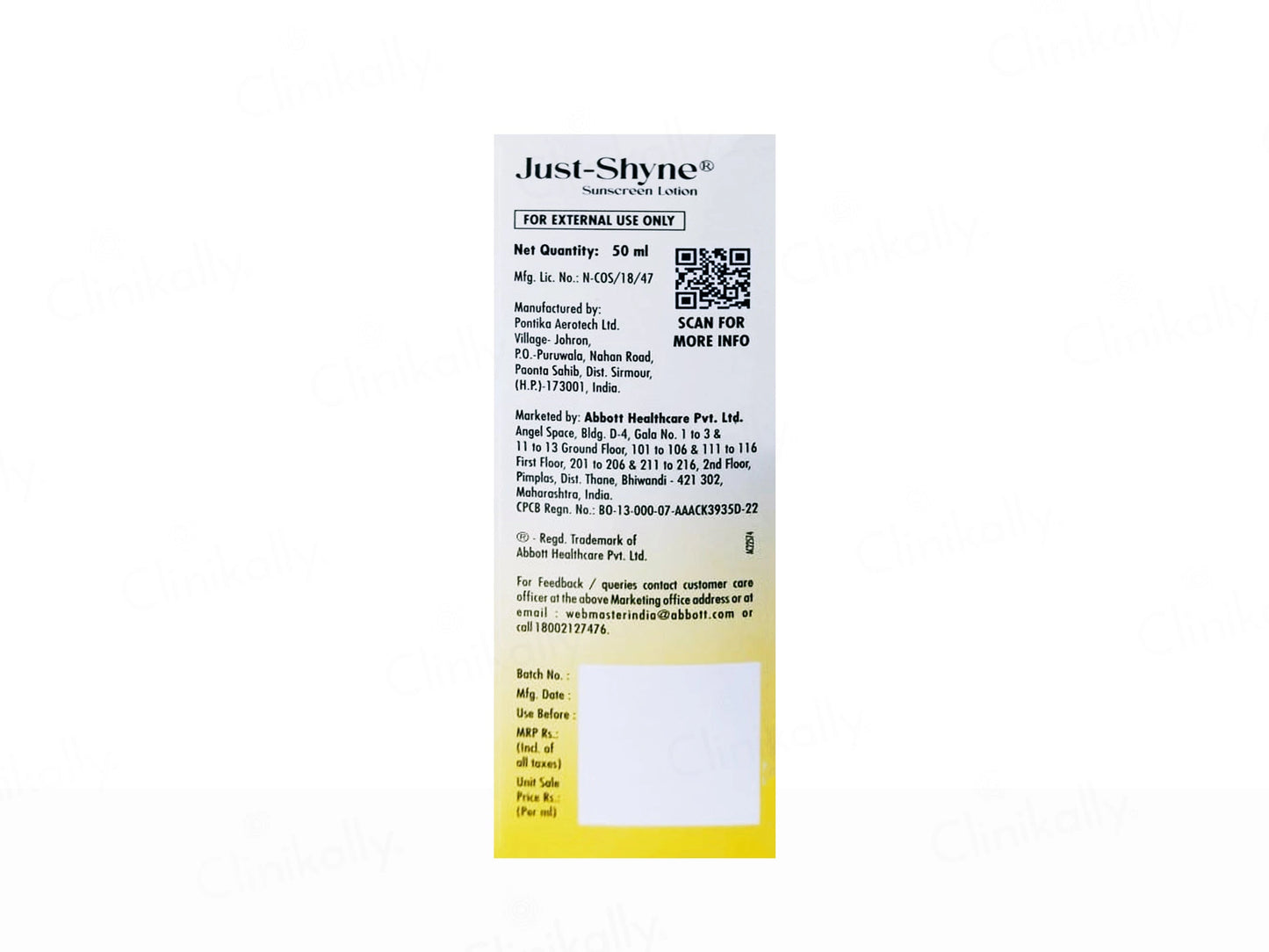 Just-Shyne Broad Spectrum Sunscreen Lotion SPF 50