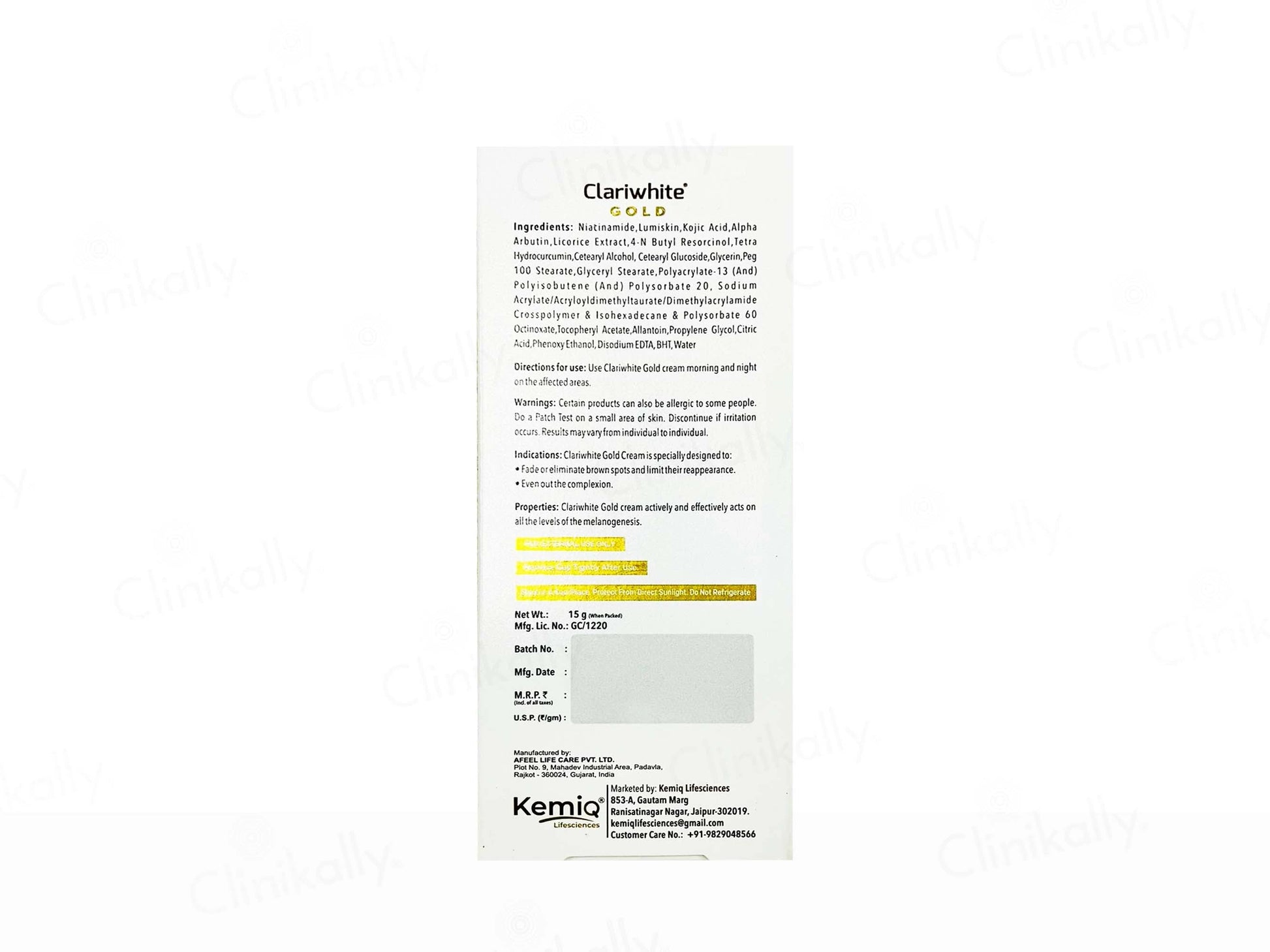 Kemiq Clariwhite Gold Natural Skin Lumination Cream