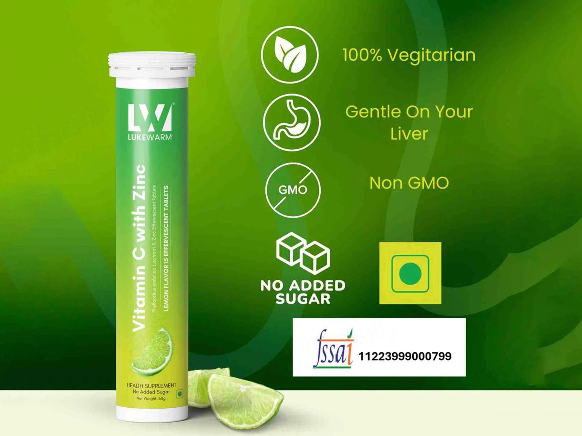 Lukewarm Vitamin C With Zinc Effervescent Tablet - Lemon Flavour