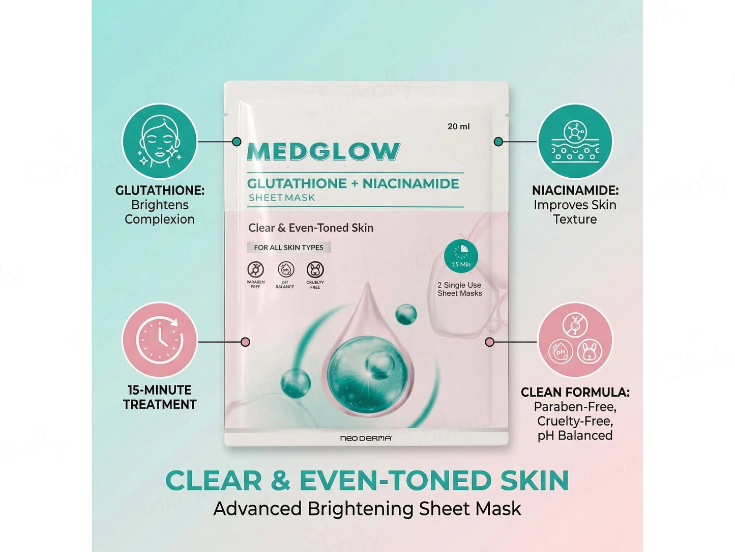 Medglow Glutathione  Niacinamide Face Sheet Mask