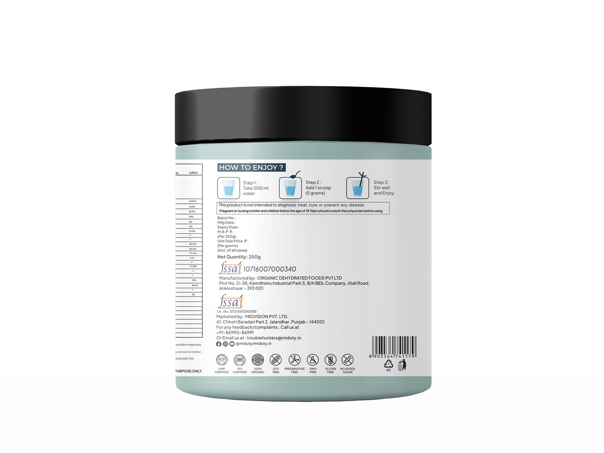 Miduty 100 Percent Organic Alkalizing Supergreens Powder