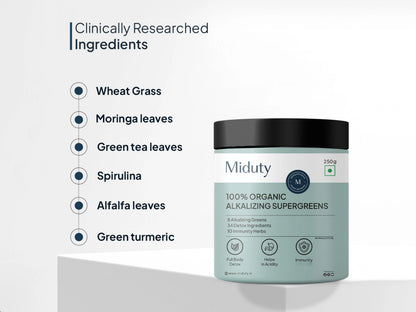 Miduty 100 Percent Organic Alkalizing Supergreens Powder