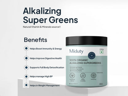 Miduty 100 Percent Organic Alkalizing Supergreens Powder