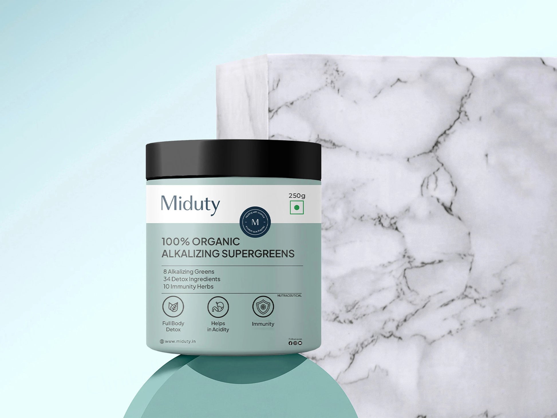 Miduty 100 Percent Organic Alkalizing Supergreens Powder