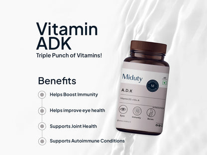 Miduty A.D.K Vitamin D3  Vitamin K2  Vitamin A Capsule