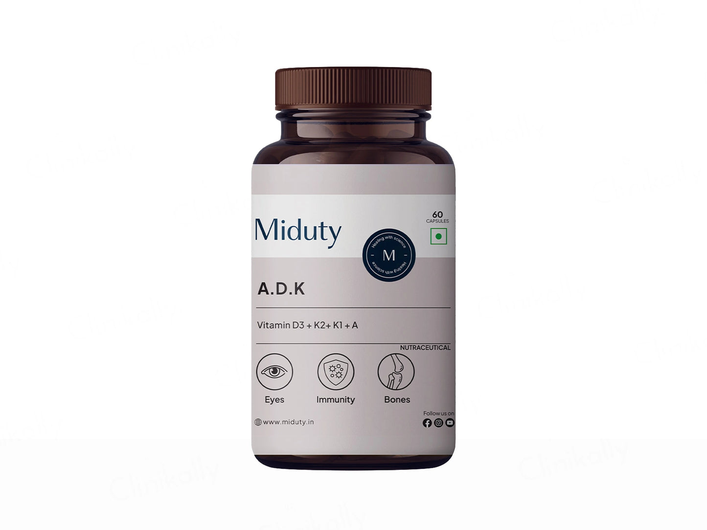 Miduty A.D.K Vitamin D3  Vitamin K2  Vitamin A Capsule