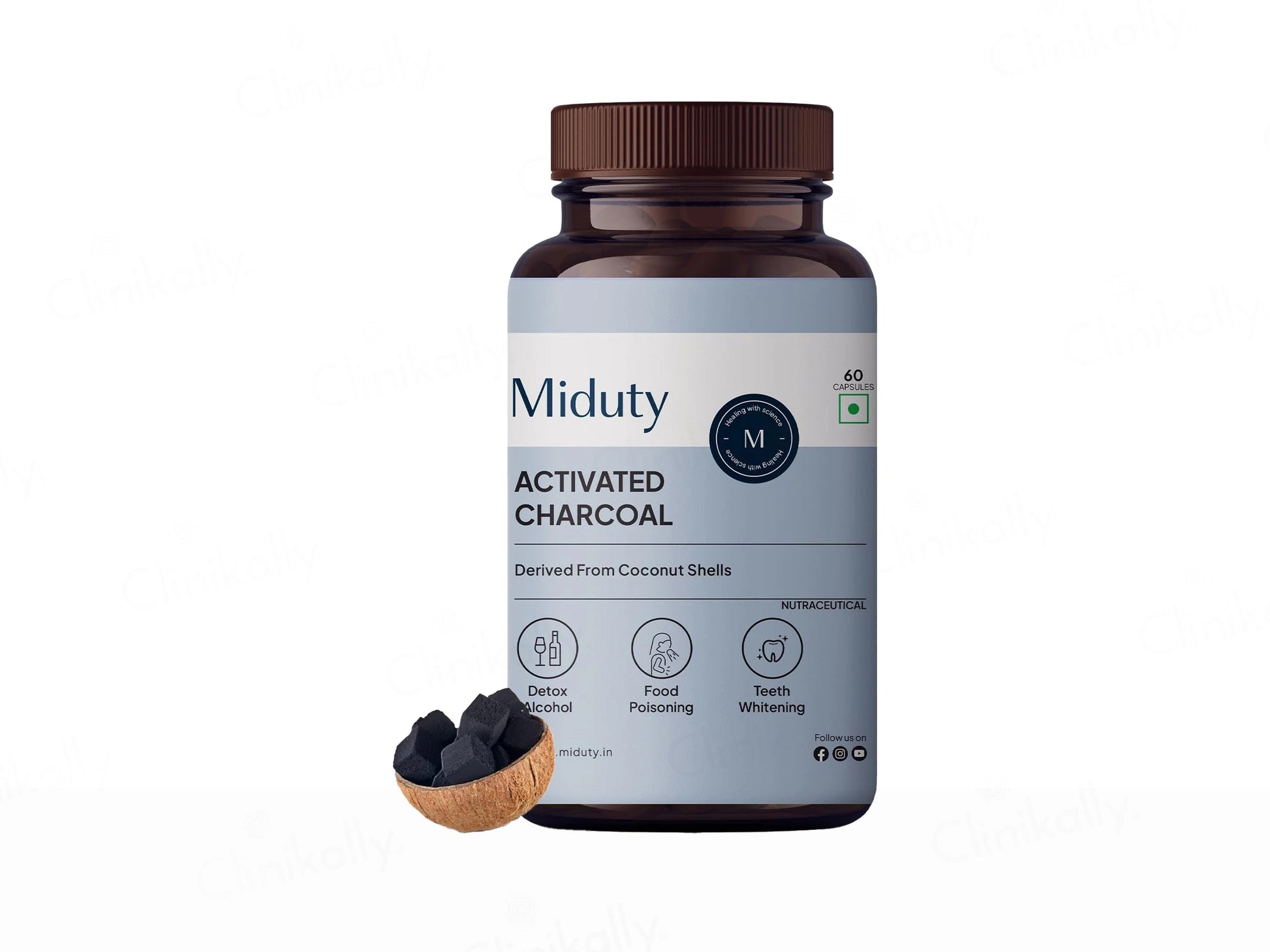 Miduty Activated Charcoal Nutraceutical Veg Capsule