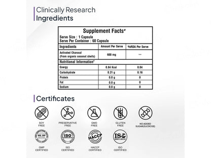 Miduty Activated Charcoal Nutraceutical Veg Capsule