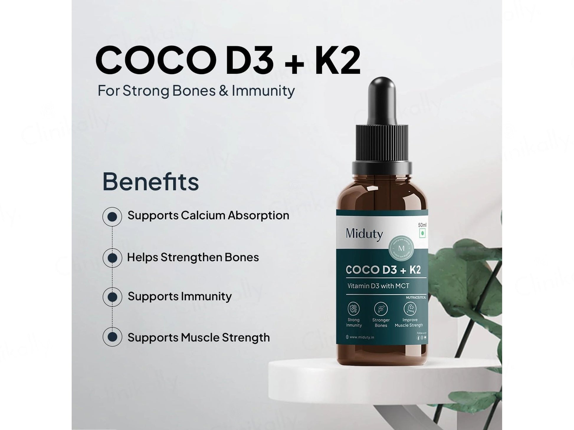 Miduty Coco D3  K2 In MCT Oil Nutraceutical Drop