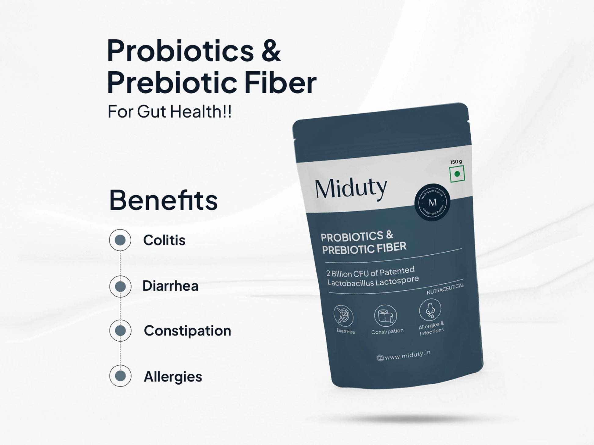 Miduty Probiotics and  Prebiotic Fiber Nutraceutical Powder