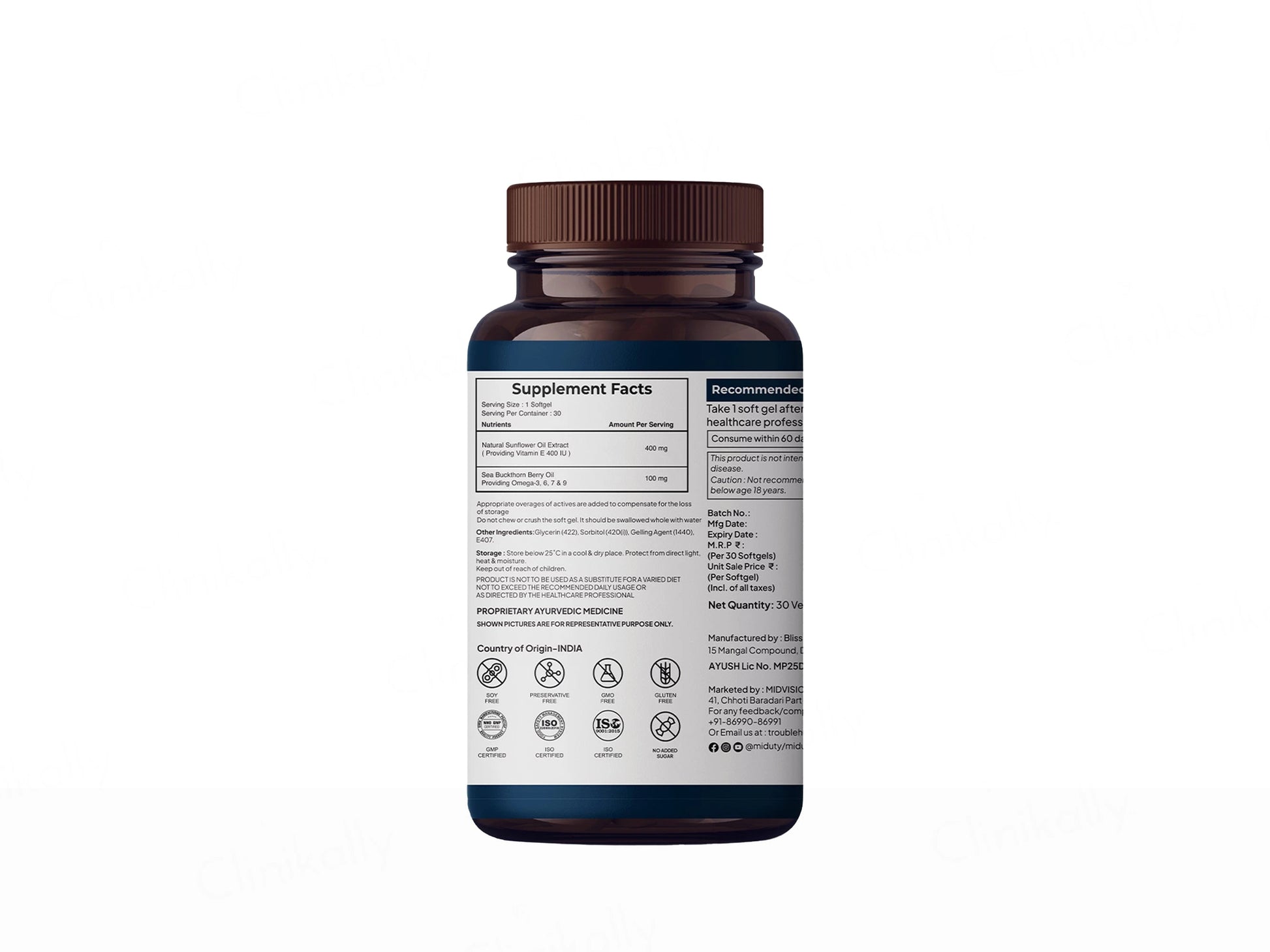 Miduty Pure and  Natural Vitamin E Veg Softgel Capsule