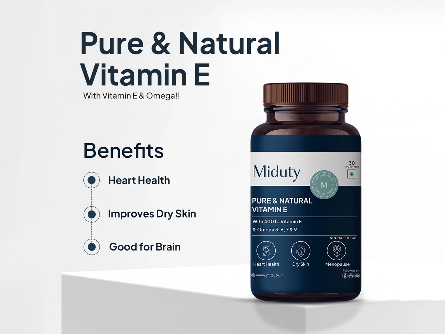 Miduty Pure and  Natural Vitamin E Veg Softgel Capsule