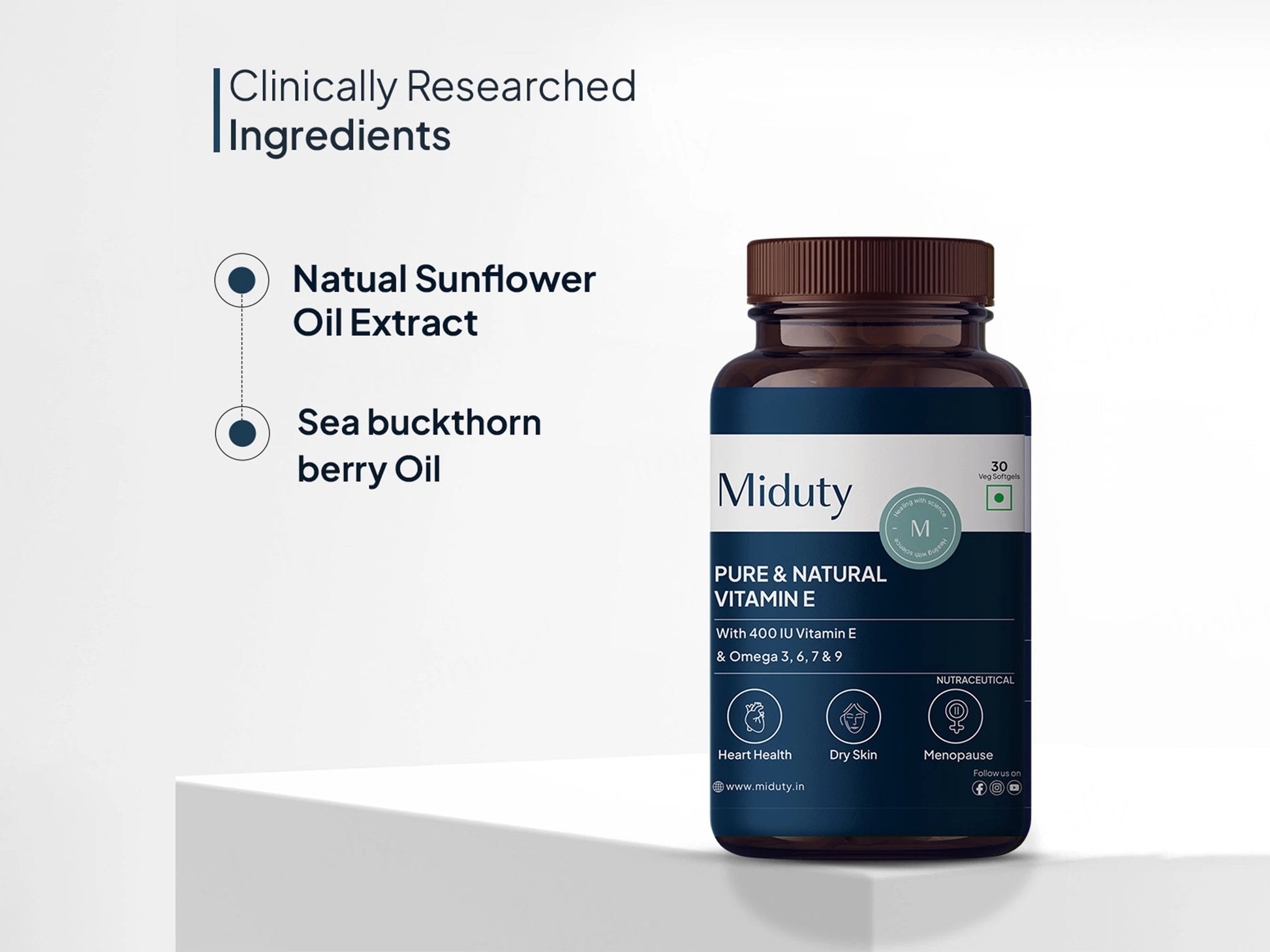Miduty Pure and  Natural Vitamin E Veg Softgel Capsule