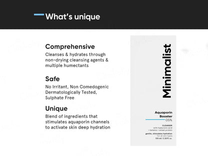 Minimalist Aquaporin Booster 0.5 Percent Cleanser