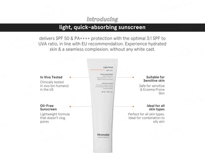 Minimalist Light Fluid Face Sunscreen SPF 50 PA