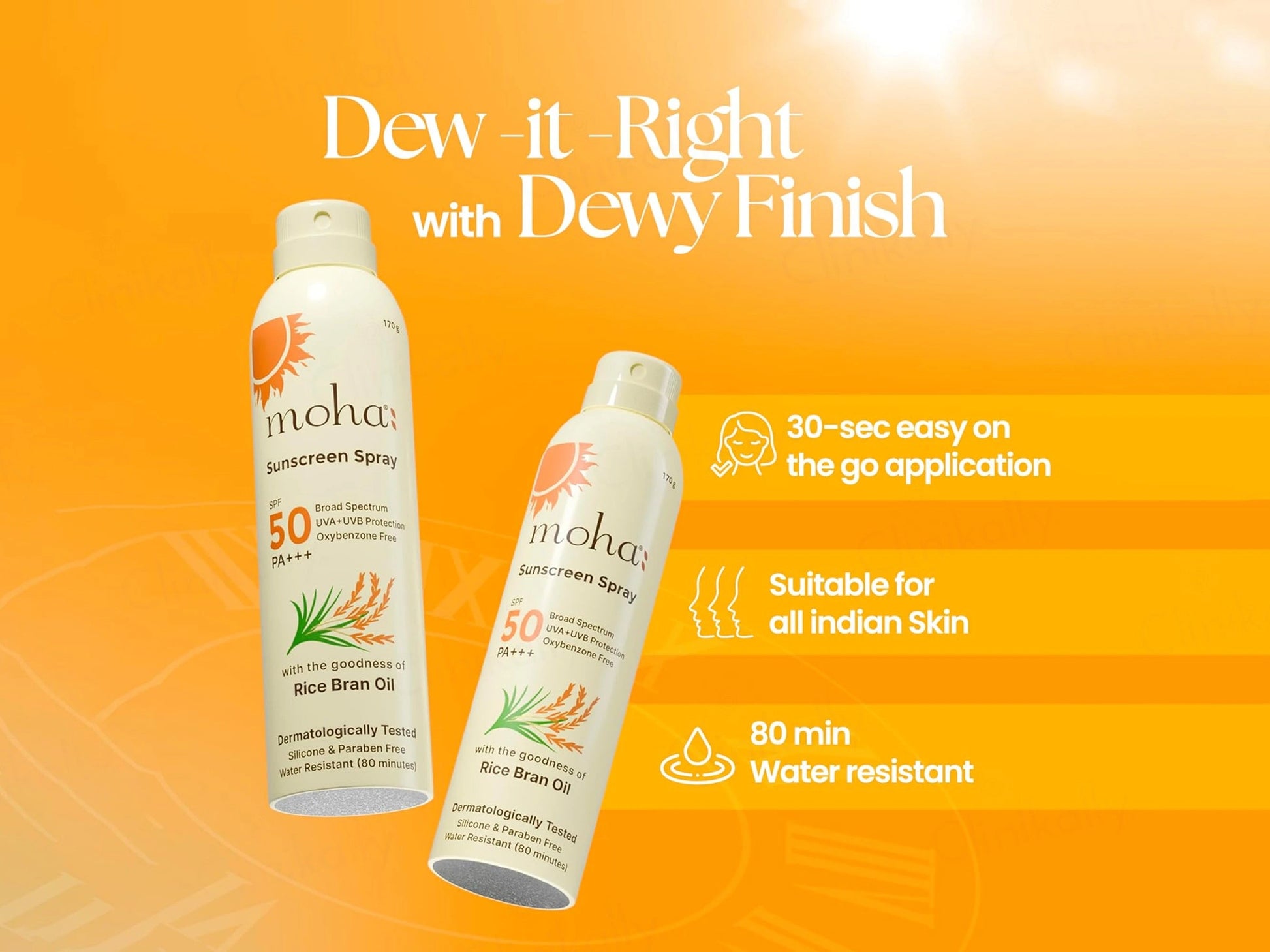 Moha: Rice Bran Oil Sunscreen Spray SPF 50 PA