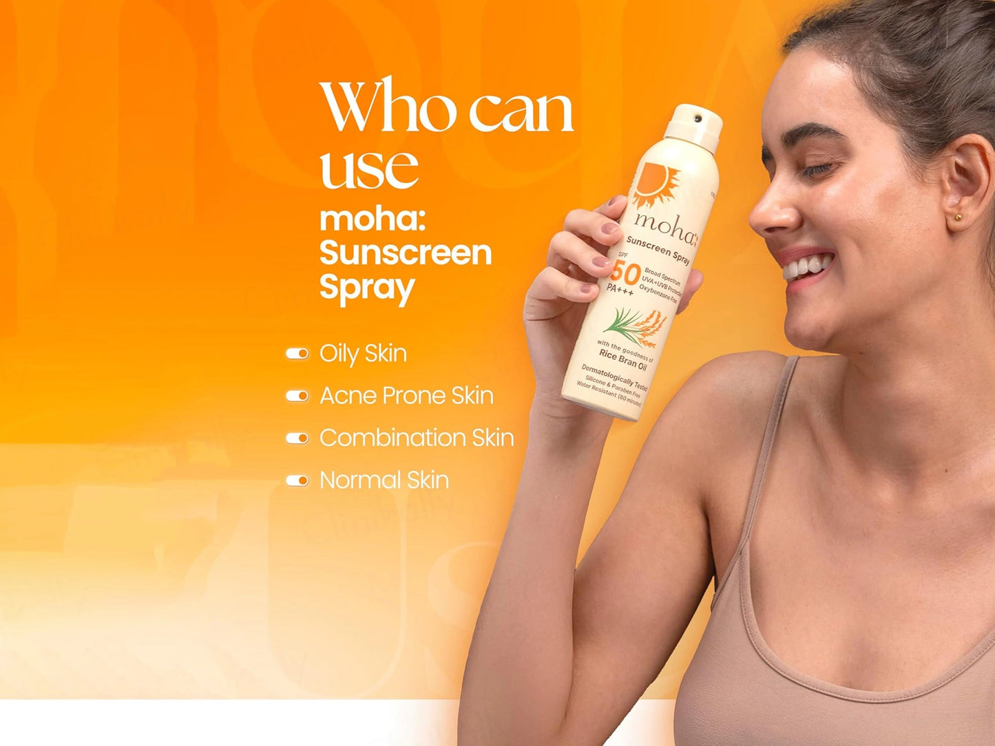 Moha: Rice Bran Oil Sunscreen Spray SPF 50 PA
