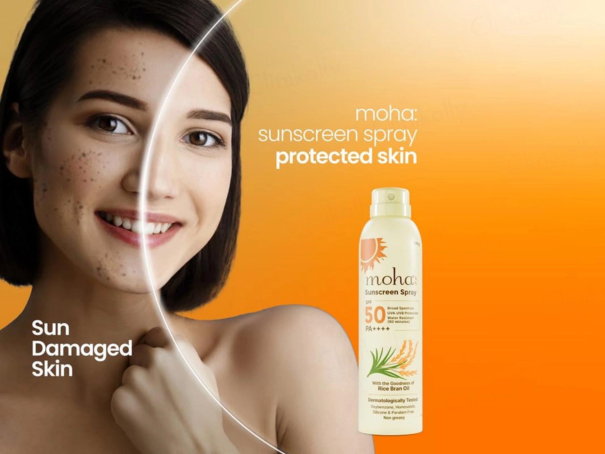 Moha: Rice Bran Oil Sunscreen Spray SPF 50 PA