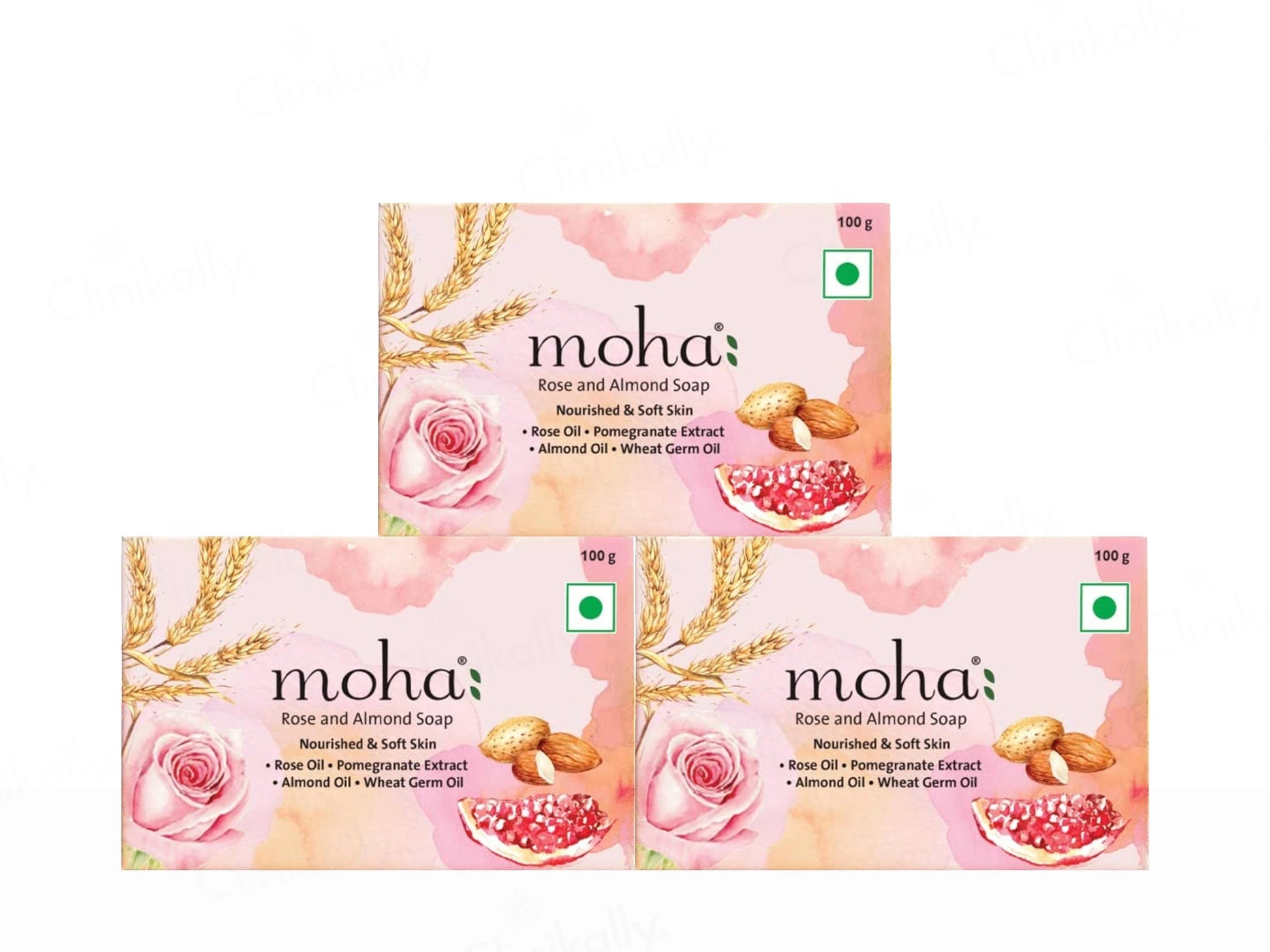 Moha: Rose and  Almond Soap Pack Of 3