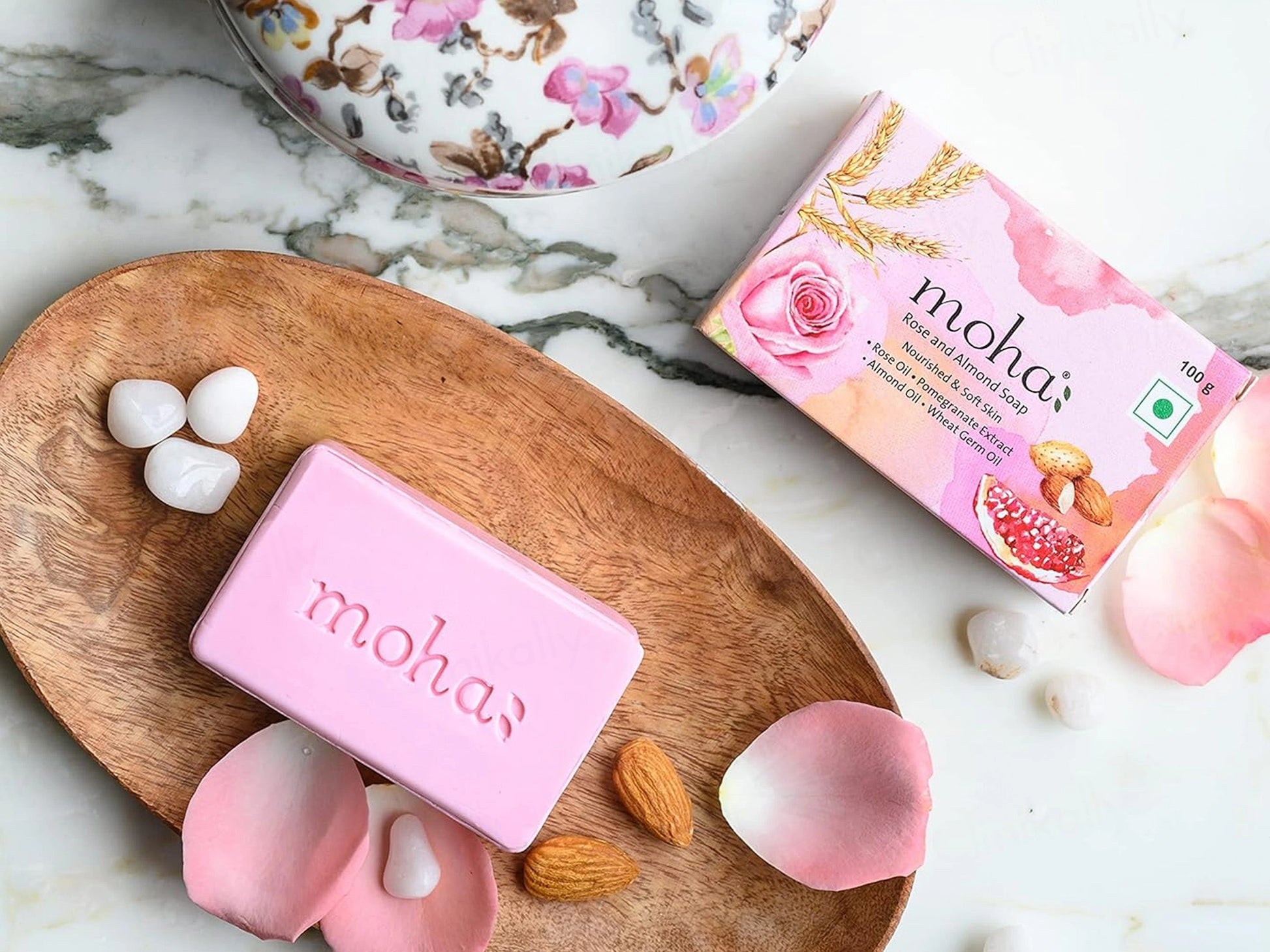 Moha: Rose and  Almond Soap Pack Of 3