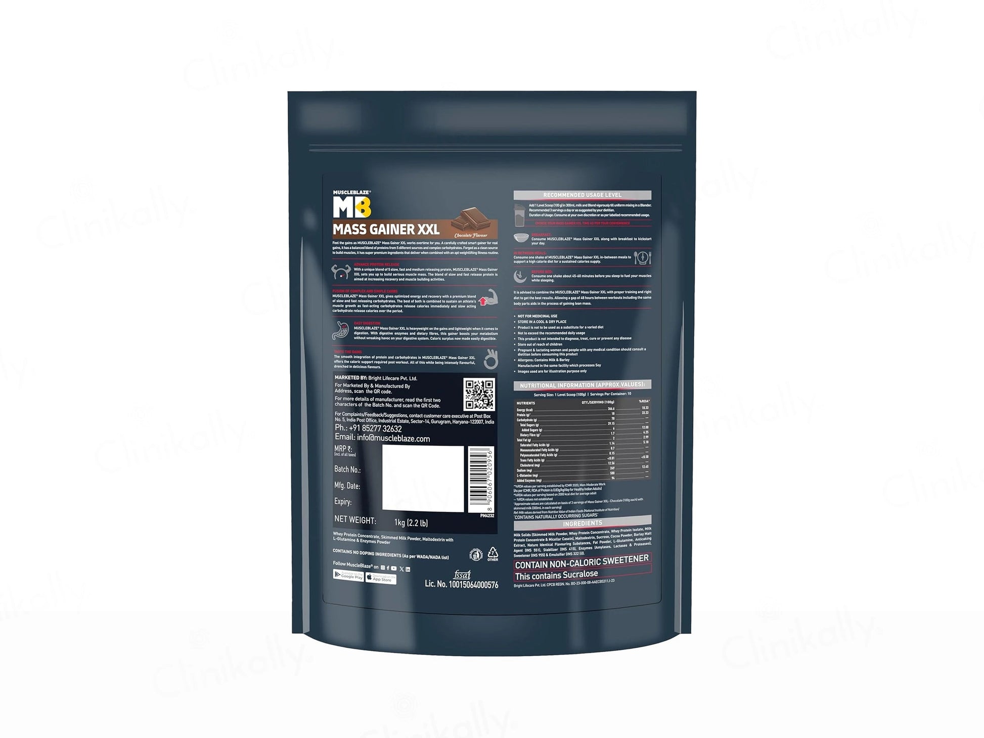 MuscleBlaze Mass Gainer XXL Nutraceutical Powder - Chocolate Flavour