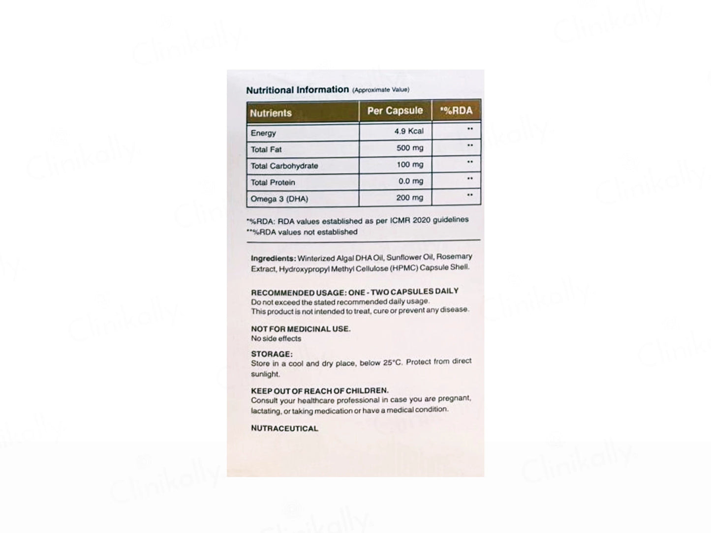 Nusaude Veg Omega 3 Nutraceutical Liquid Filled Capsule