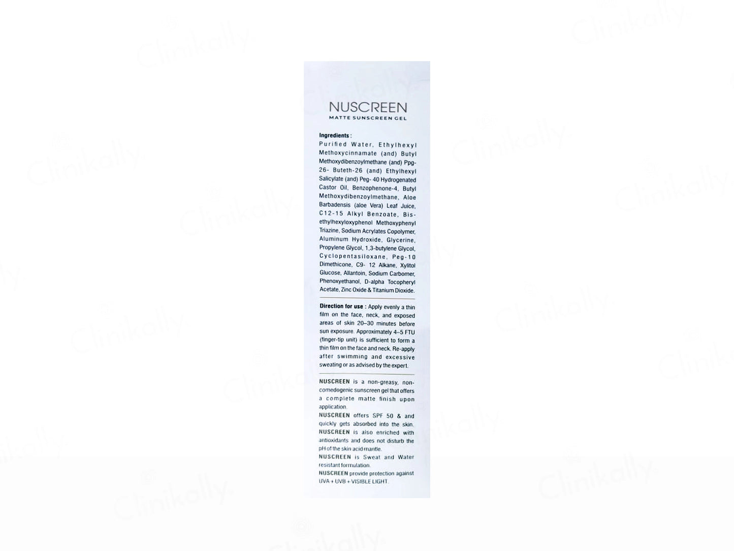Nuscreen Matte Sunscreen Gel SPF 50 PA