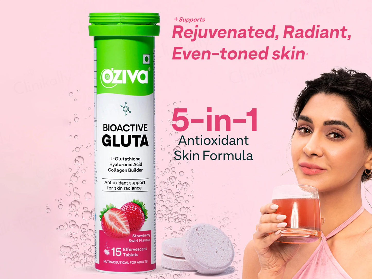 OZiva Bioactive Gluta L-Glutathione Nutraceutical Effervescent Tablet