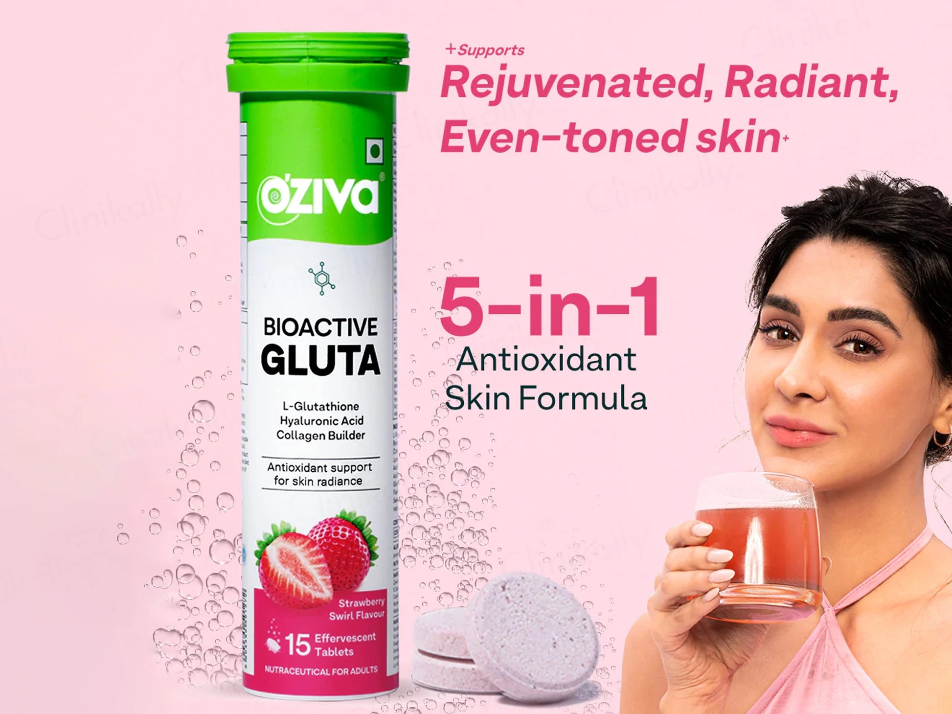 OZiva Bioactive Gluta L-Glutathione Nutraceutical Effervescent Tablet