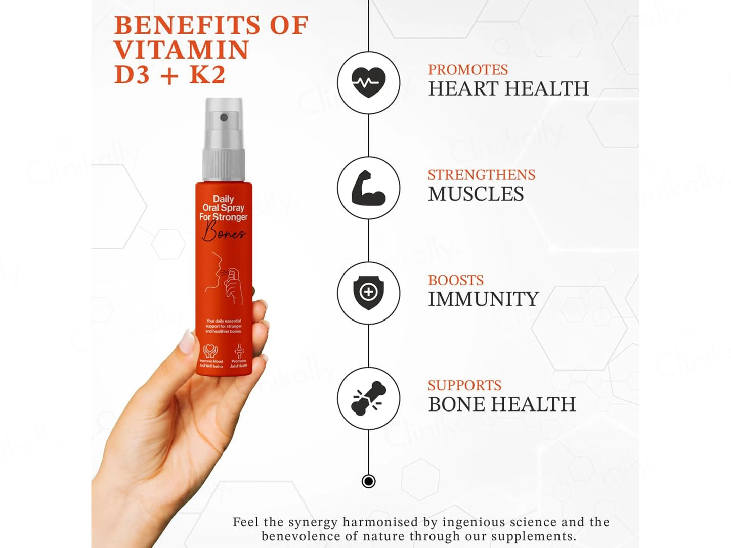 Oriygen Vitamin D3 and  K2 Daily Oral Spray - Orange Flavour