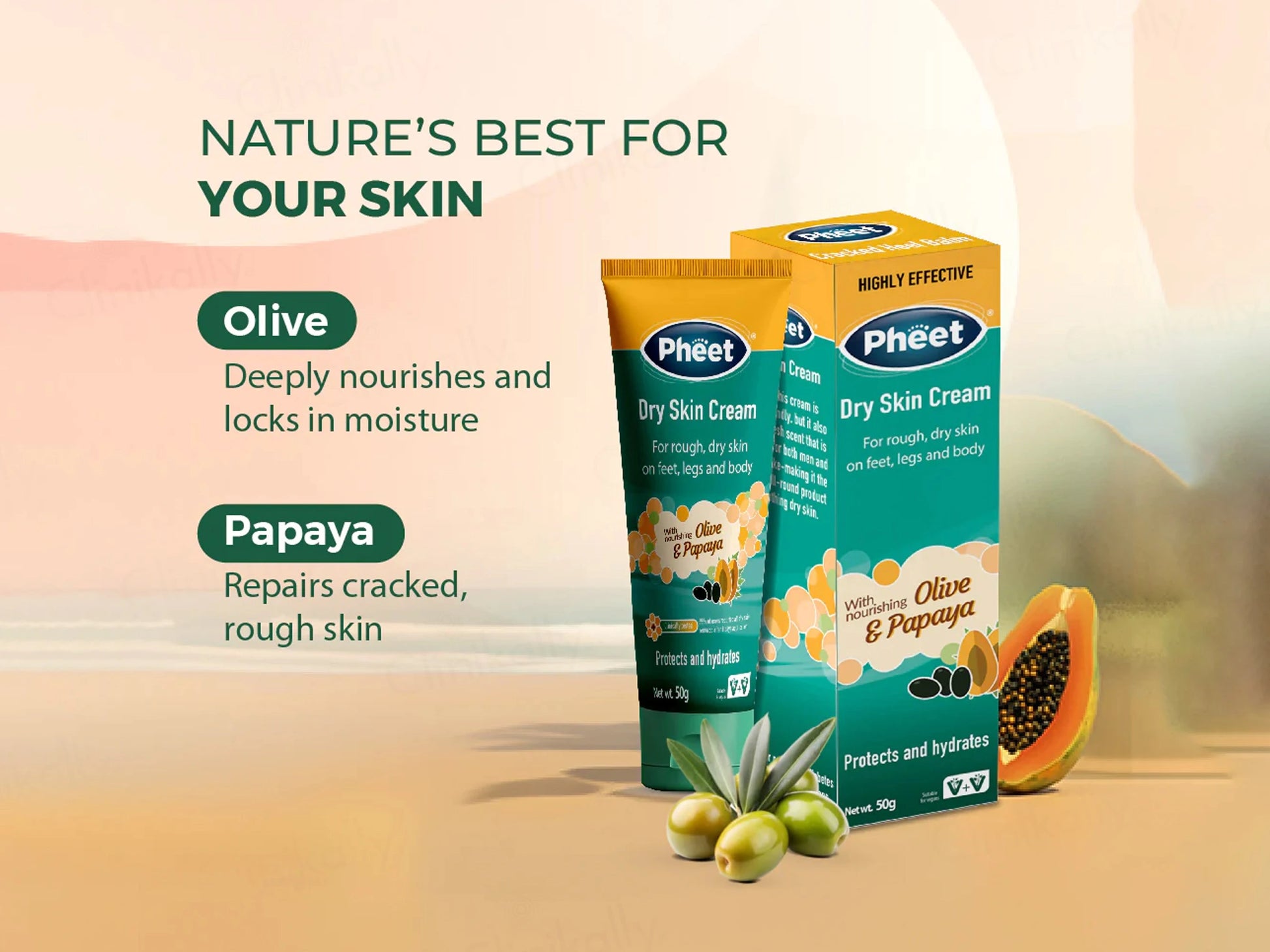 Pheet Dry Skin Cream With Olive and  Papaya