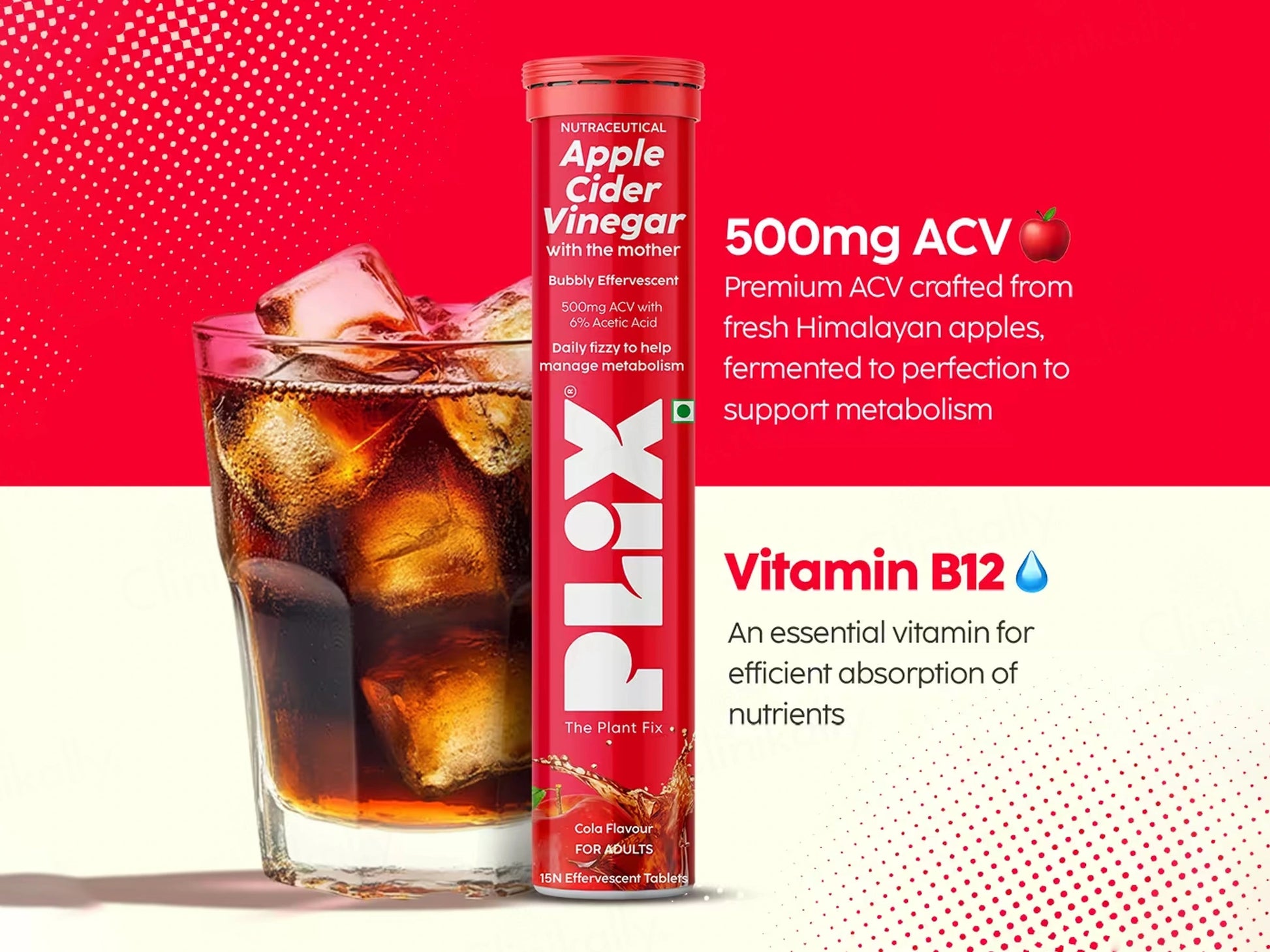 Plix Apple Cider Vinegar Effervescent Tablet