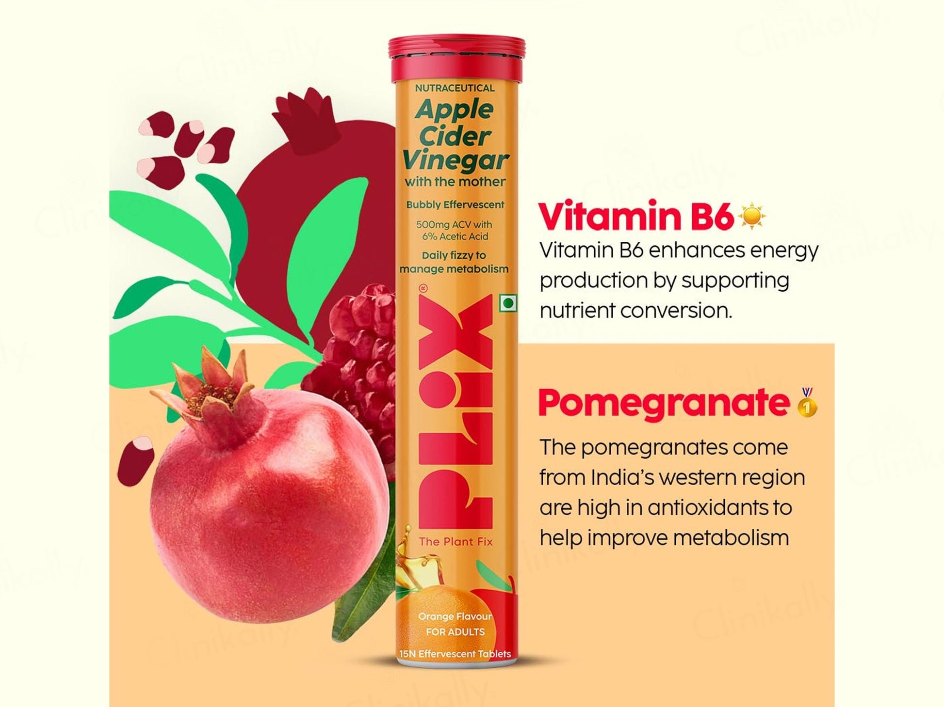 Plix Apple Cider Vinegar Effervescent Tablet