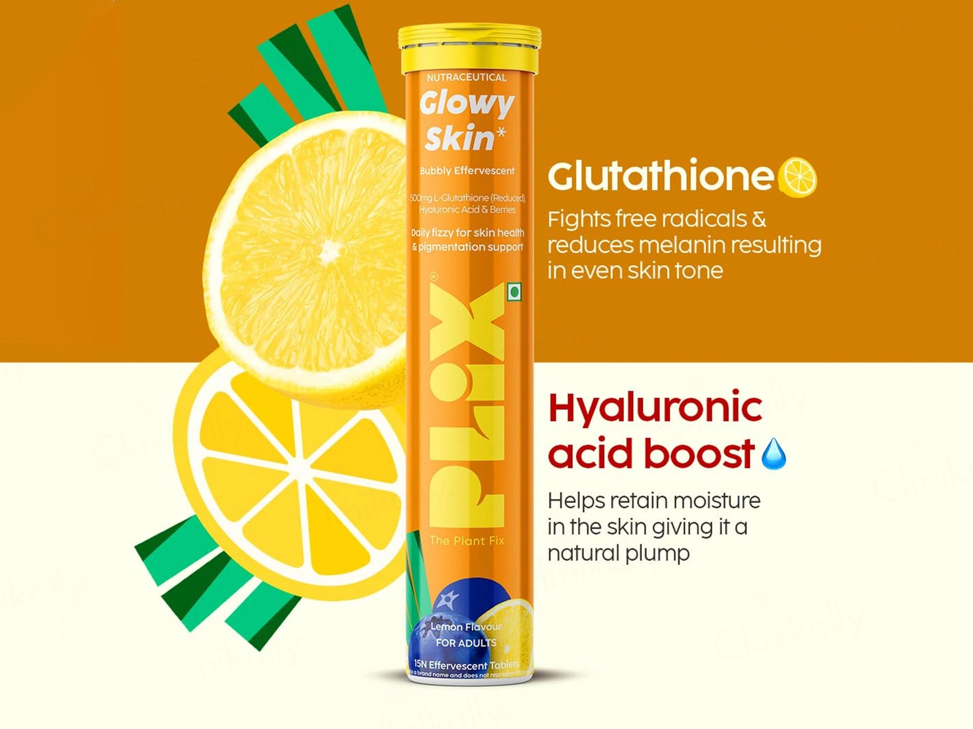 Plix Glowy Skin Effervescent Tablet - Lemon Flavour