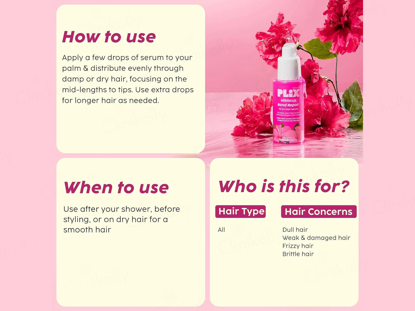 Plix Hibiscus Bond Repair 10 in 1 Hair Serum