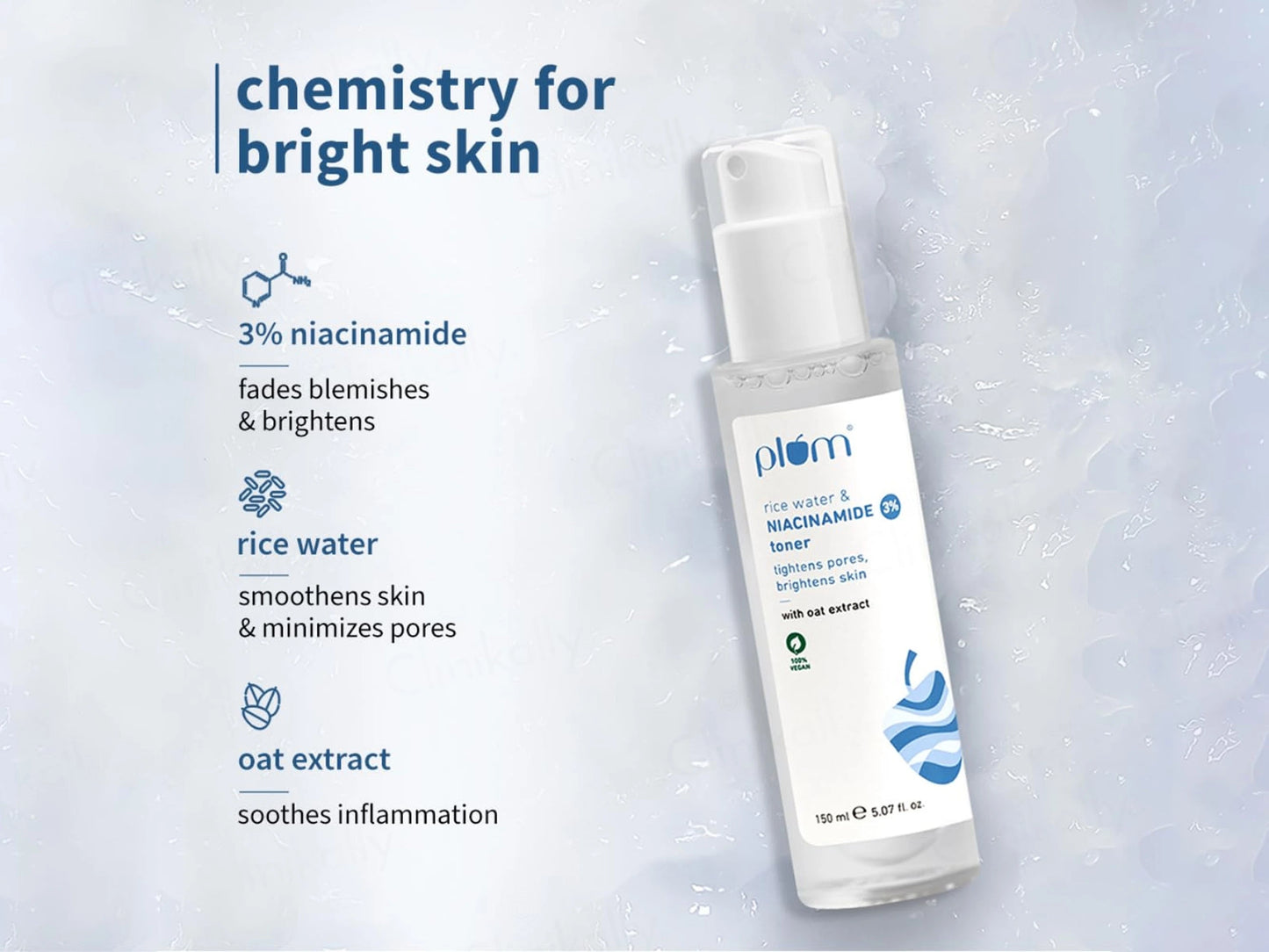 Plum 3 Percent Niacinamide Face Toner With Rice Water and  Oat Extract