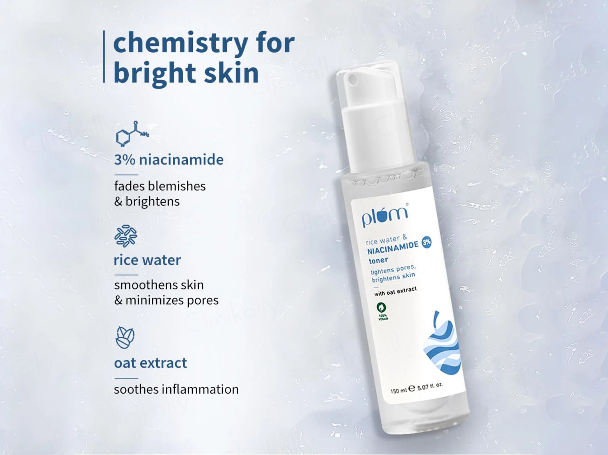 Plum 3 Percent Niacinamide Face Toner With Rice Water and  Oat Extract