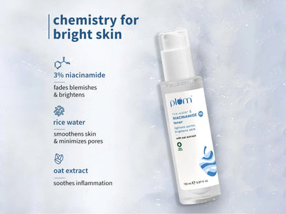 Plum 3 Percent Niacinamide Face Toner With Rice Water and  Oat Extract