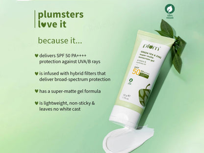 Plum Green Tea and  Zinc Super-Matte Sunscreen Gel SPF 50 PA