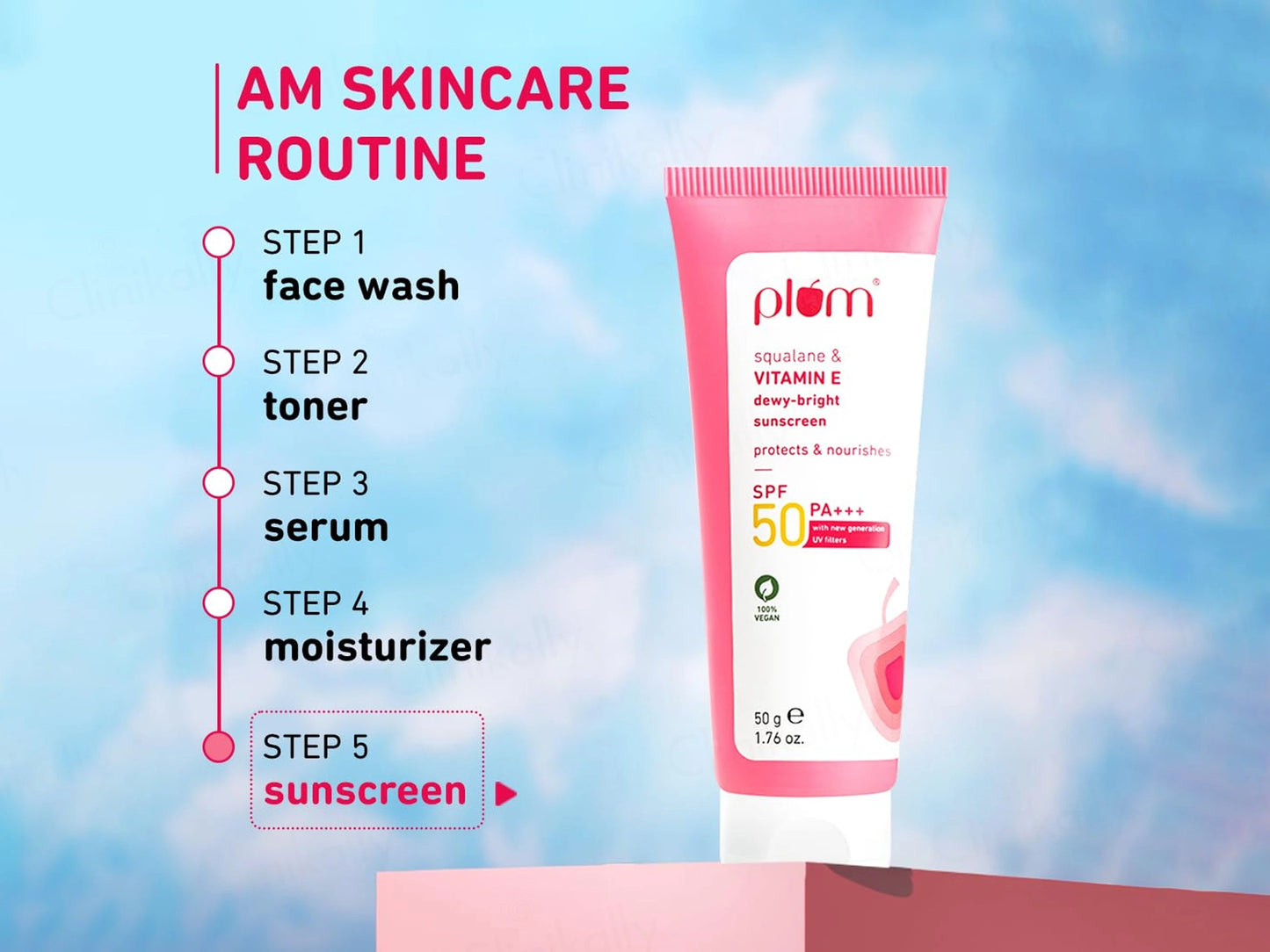 Plum Squalane and  Vitamin E Dewy-Bright Sunscreen SPF 50 PA
